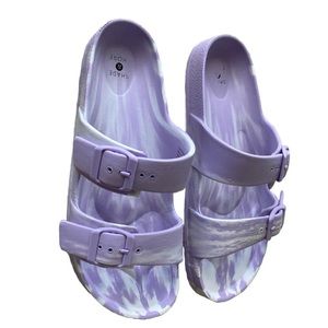 Women's Sandals EVA Two Band Slide - Shade & Shore Purple Tie-Dye Size 9 Rubber